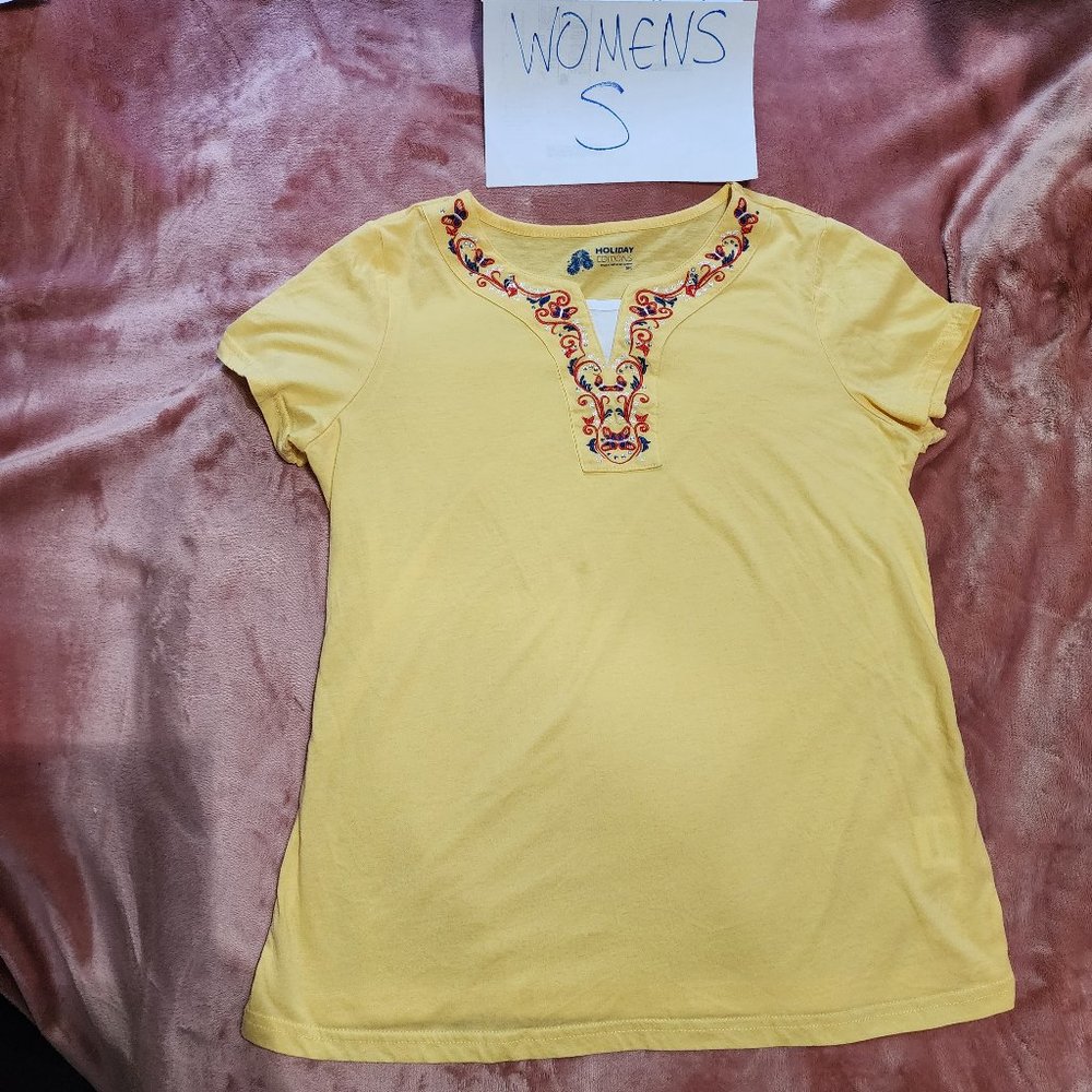 Womens S Holiday Editions America Butterflies & Stars Mock Layer Graphic Tee